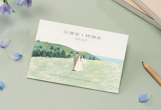 초록빛으로 가득 찬 제주 청첩장